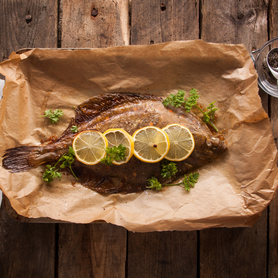 whole roasted plaice