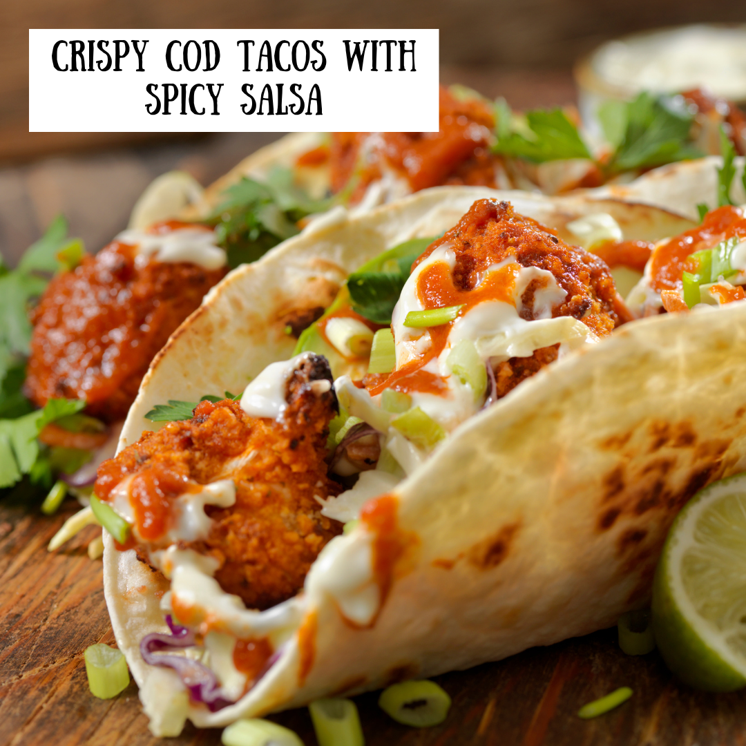 Crispy cod tacos with salsa