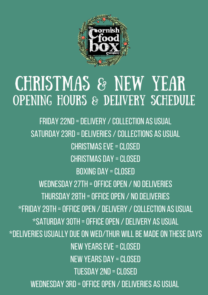 Christmas & New Years Opening Hours and Delivery Schedule Cornish